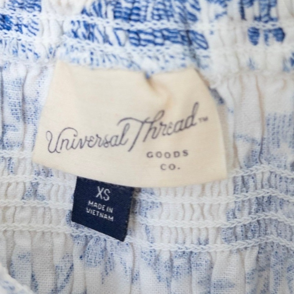 Universal Thread Floral Linen Blend Sundress XS Blue Smocked Cottage Coastal - Picture 7 of 8
